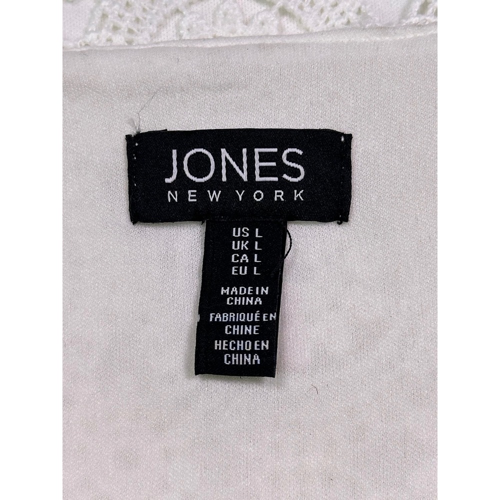 Jones New York NYC White Crochet Lace Short Sleeve Blouse Top Large NWT 10929529 - Picture 3 of 5